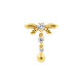 Surgical Steel Navel Curve Zirconia Dangle Gold