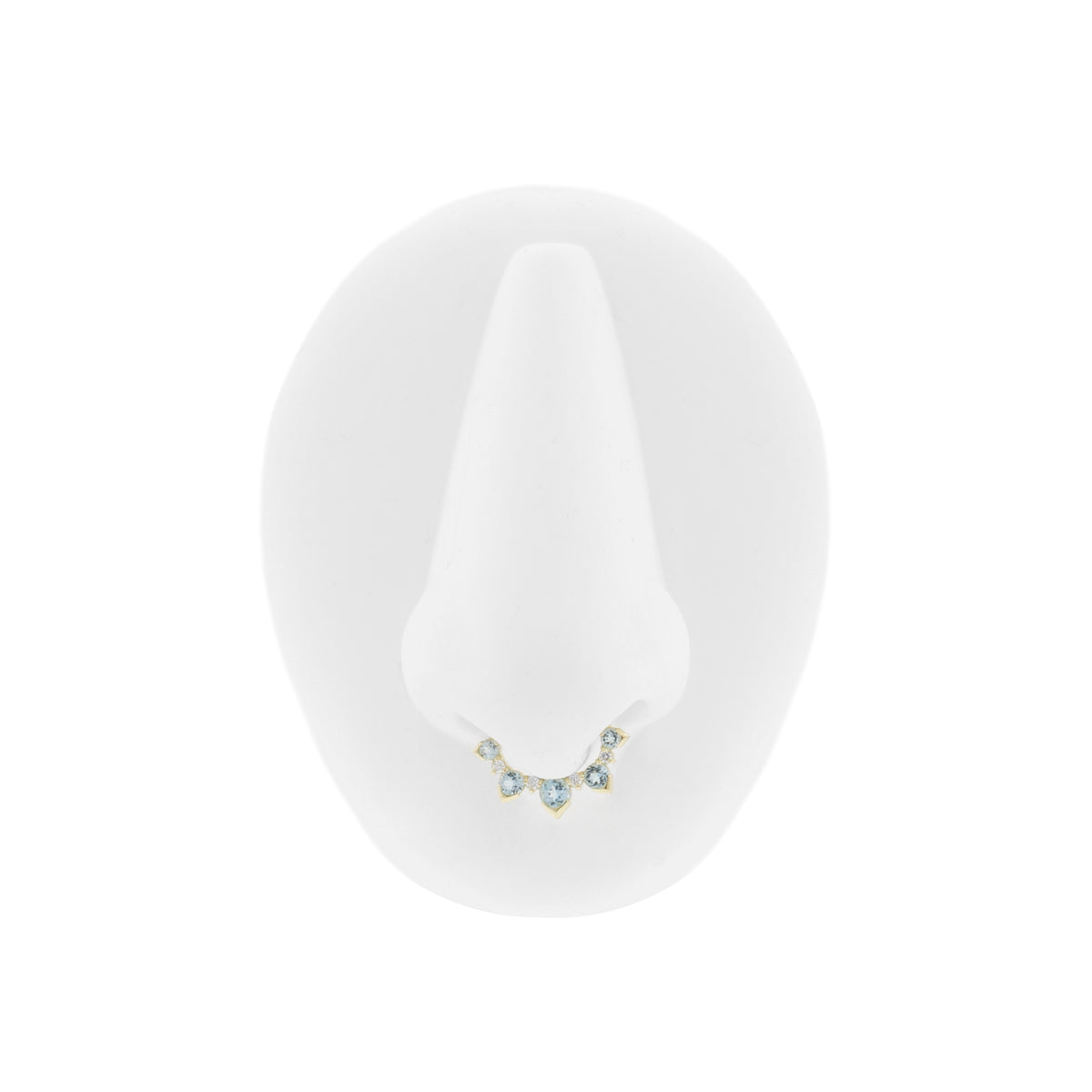18 Karat Gold Septum Clicker with Diamond & Blue Topaz