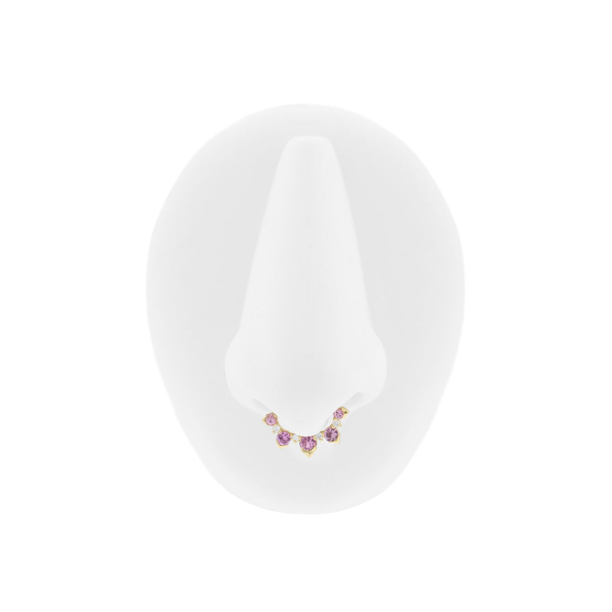 18 Karat Gold Septum Clicker with Diamond & Pink Sapphire