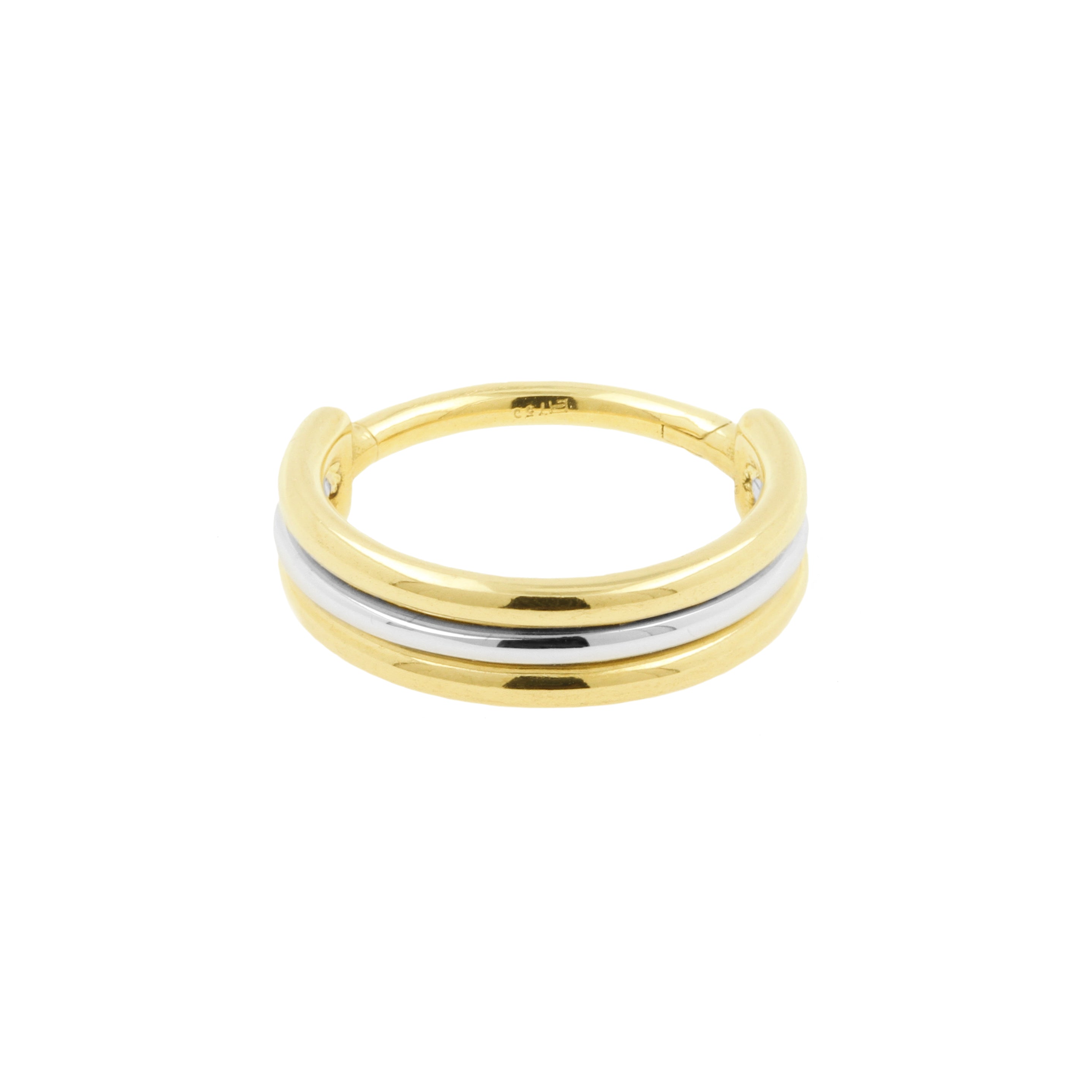 18 Karat Gold Triple Row Click Ring