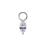 Nickel-Free Stainless Steel Click Ring Charm - Zirconia Princess Gem  Silver