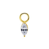 Nickel-Free Stainless Steel Click Ring Charm - Zirconia Princess Gem  Gold