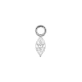 Nickel-Free Stainless Steel Click Ring Charm - Zirconia Marquise Silver