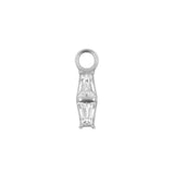 Nickel-Free Stainless Steel Click Ring Charm - Zirconia Double Trapezoid Silver