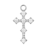 Nickel-Free Stainless Steel Click Ring Charm - Zirconia Cross Silver
