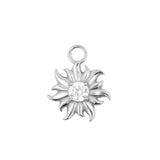 Nickel-Free Stainless Steel Click Ring Charm - Alpine Flower Silver