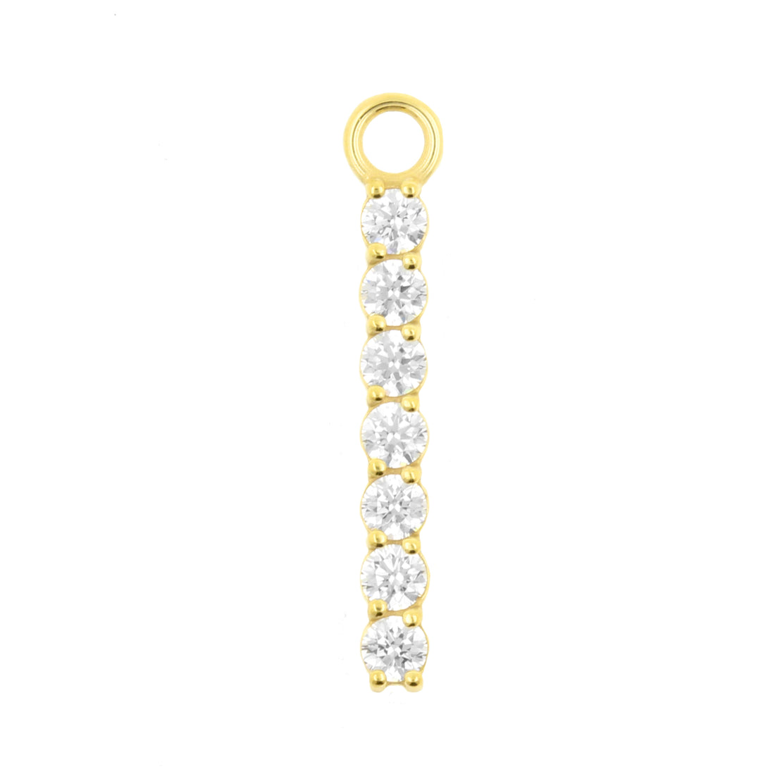 Nickel-Free Stainless Steel Click Ring Charm - Zirconia Bar L Gold