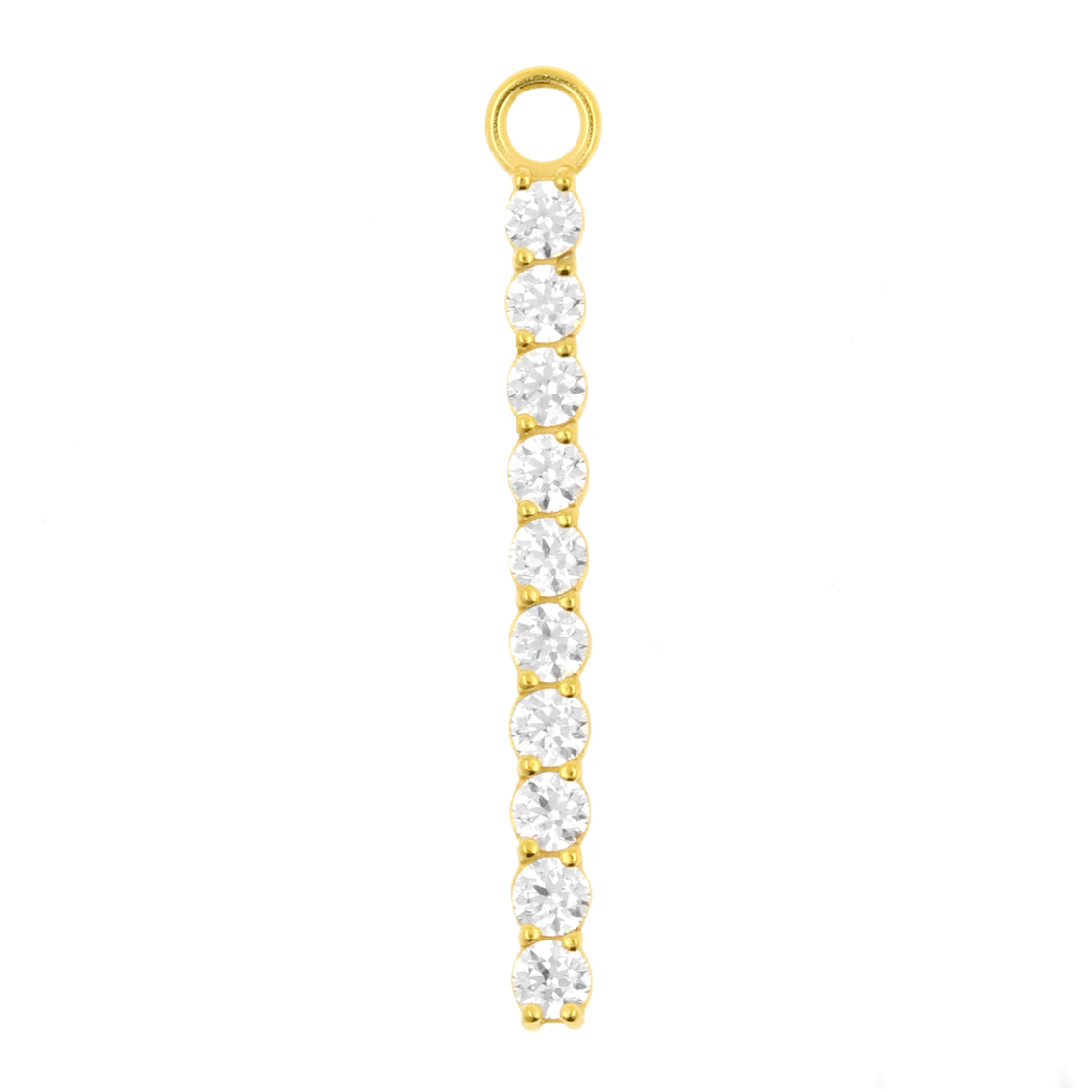 Nickel-Free Stainless Steel Click Ring Charm - Zirconia Bar XL Gold
