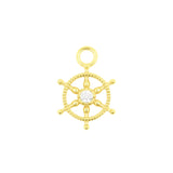 Nickel-Free Stainless Steel Click Ring Charm - Zirconia Wheel Gold