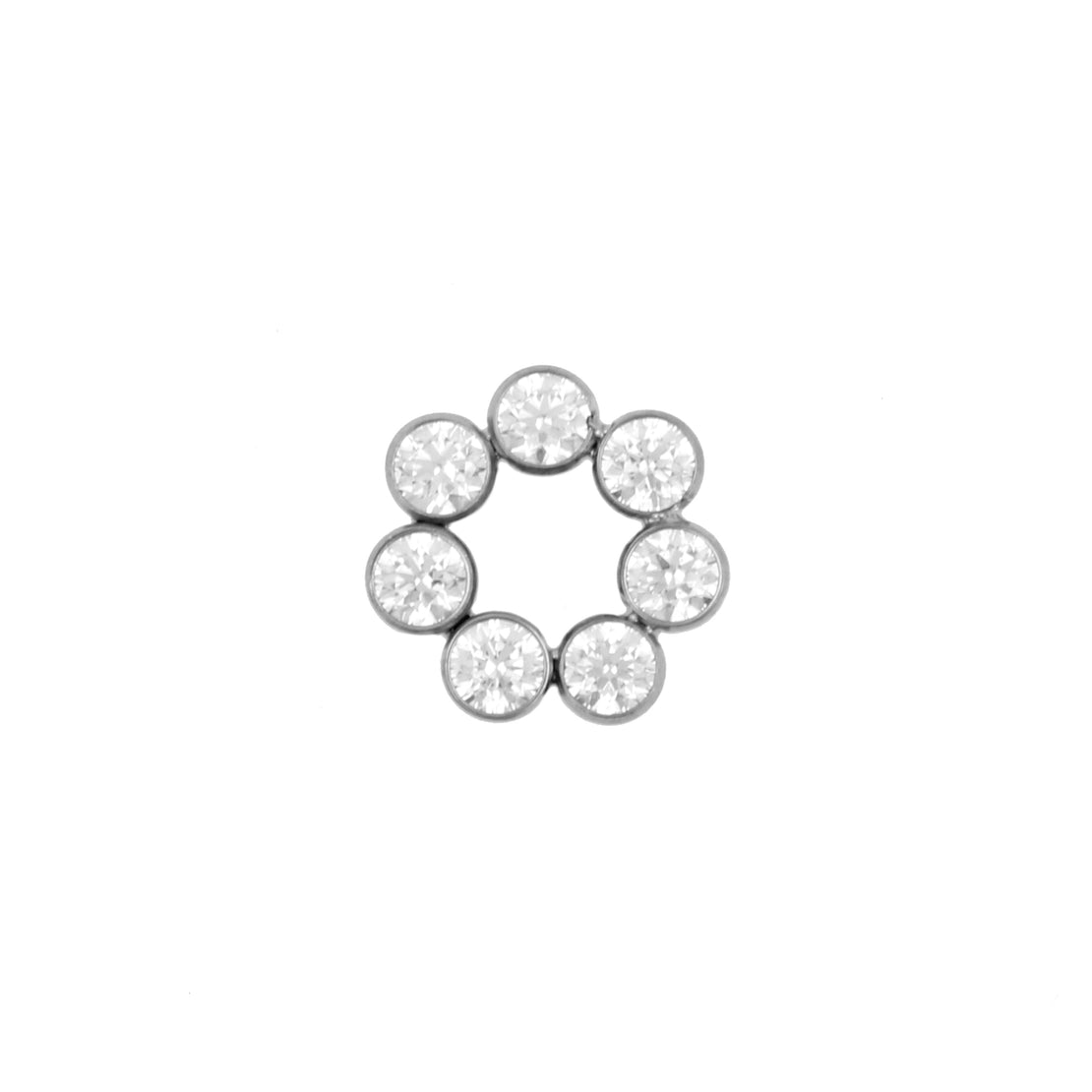 Titanium Click Ring Charm - Zirconia Cluster Silver