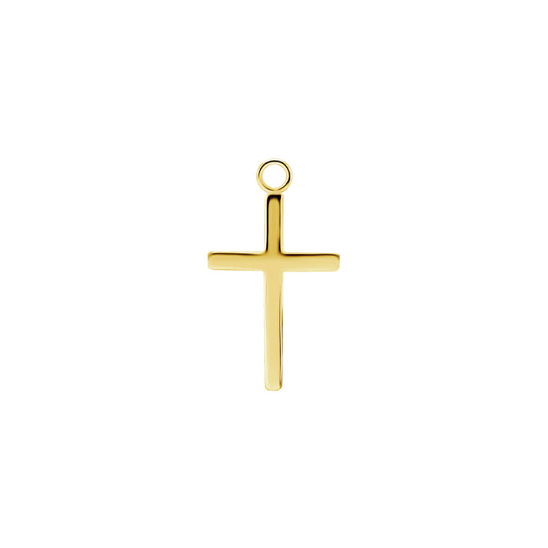 Surgical Steel Click Ring Charm - Cross Small Gold