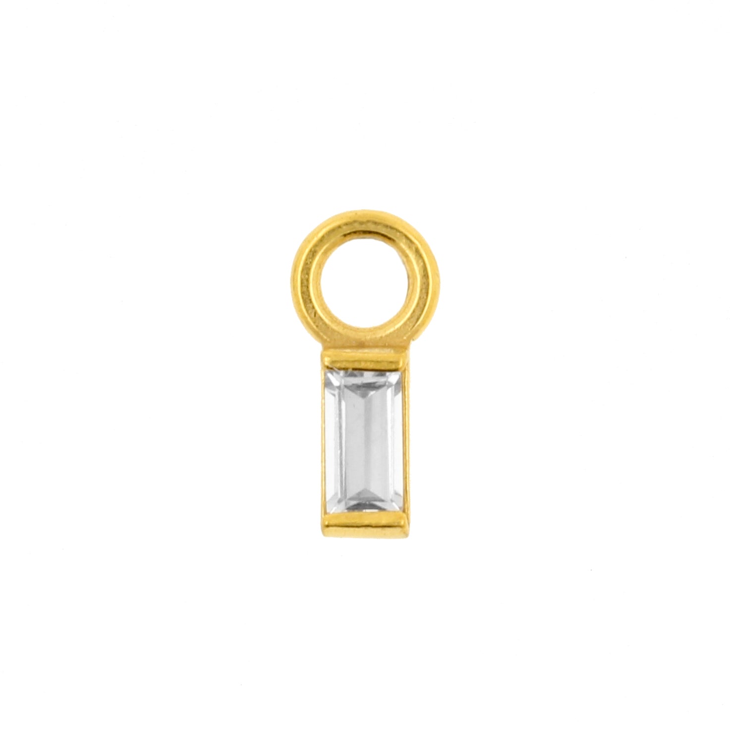 Surgical Steel Click Ring Charm - Rectangle Gold