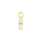 Nickel-Free Stainless Steel Click Ring Charm - Zirconia Double Trapezoid Gold