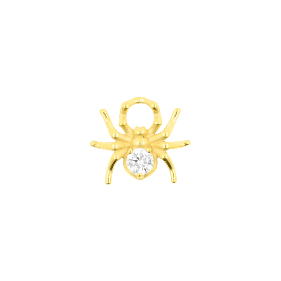 Nickel-Free Stainless Steel Click Ring Charm - Zirconia Spider Gold
