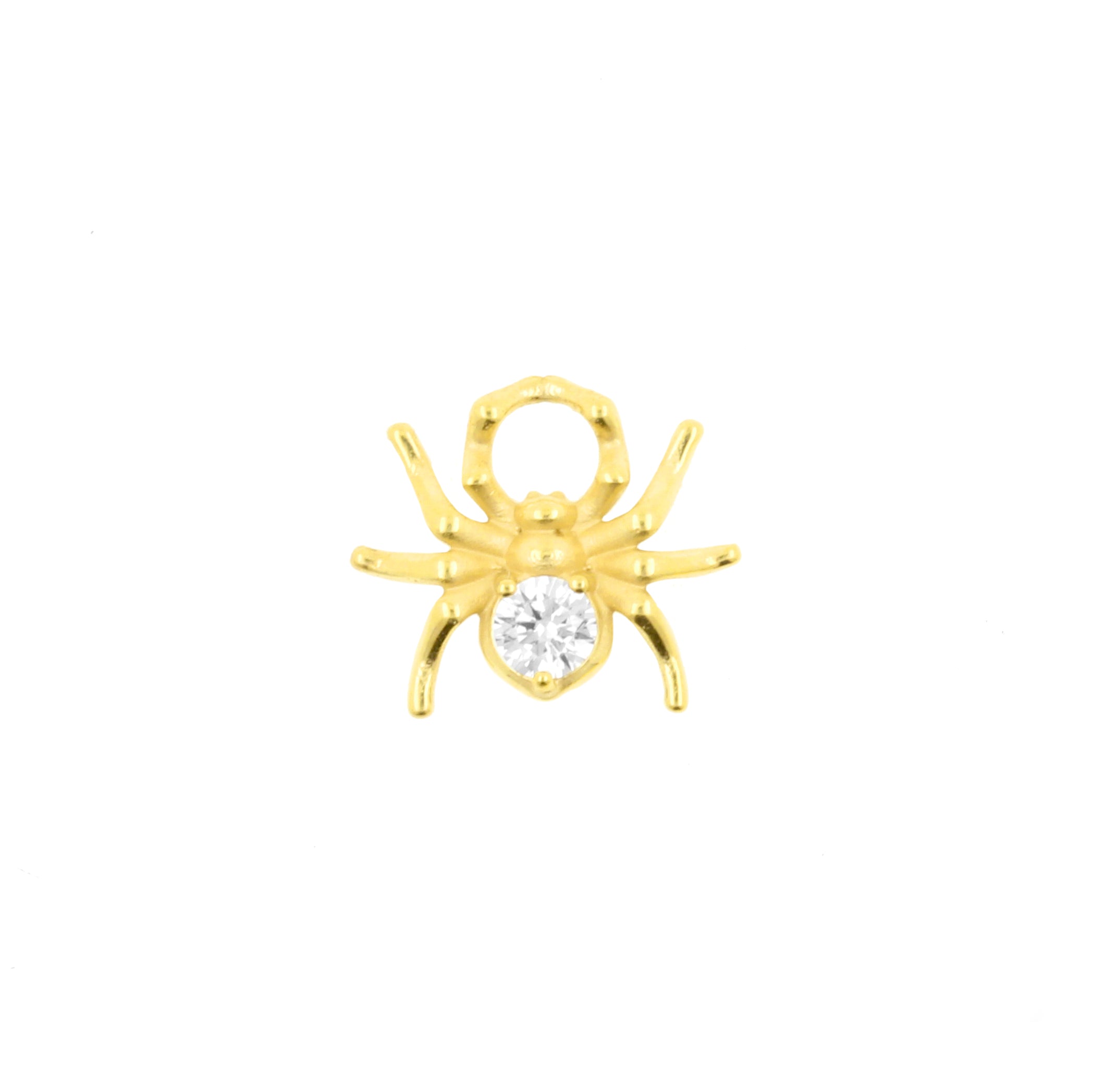 Nickel-Free Stainless Steel Click Ring Charm - Zirconia Spider Gold