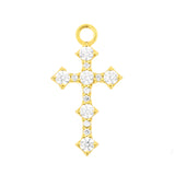Nickel-Free Stainless Steel Click Ring Charm - Zirconia Cross Gold