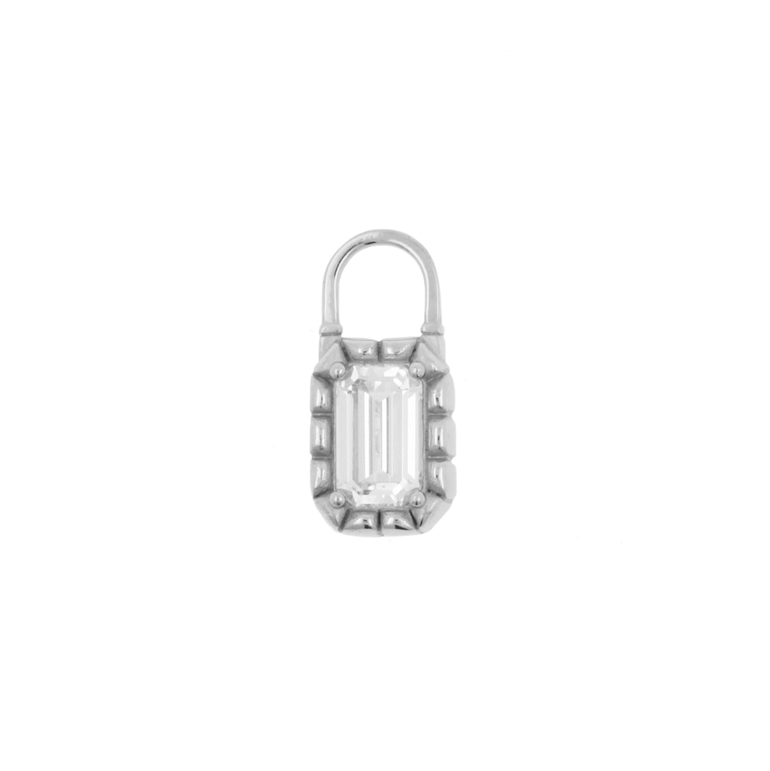 Nickel-Free Stainless Steel Click Ring Charm - Vintage Rectangle - Silver