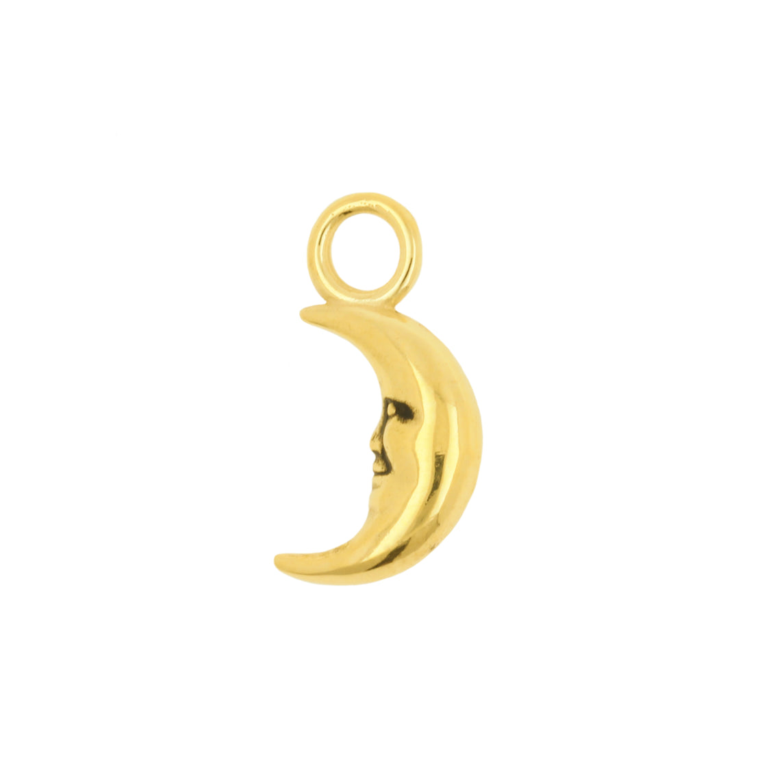 Nickel-Free Stainless Steel Click Ring Charm - Moon - Gold
