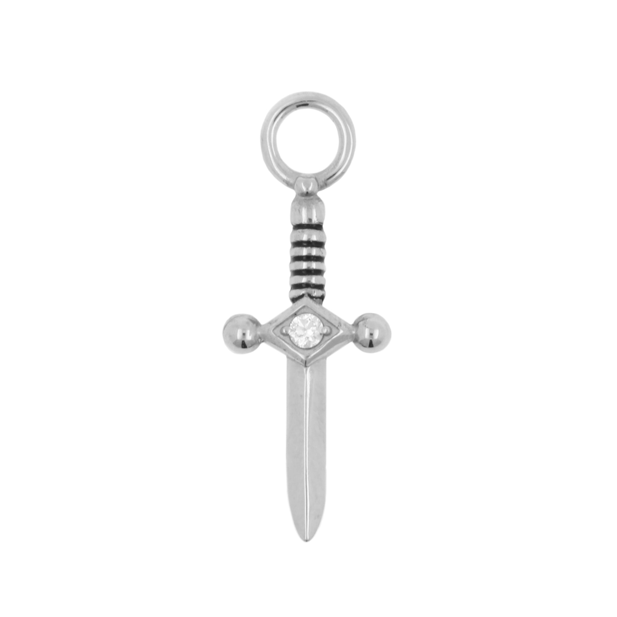 Nickel-Free Stainless Steel Click Ring Charm - Small Dagger - Silver