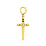 Nikkelvrij Stalen Click Ring Bedel - Small Dagger - Goud