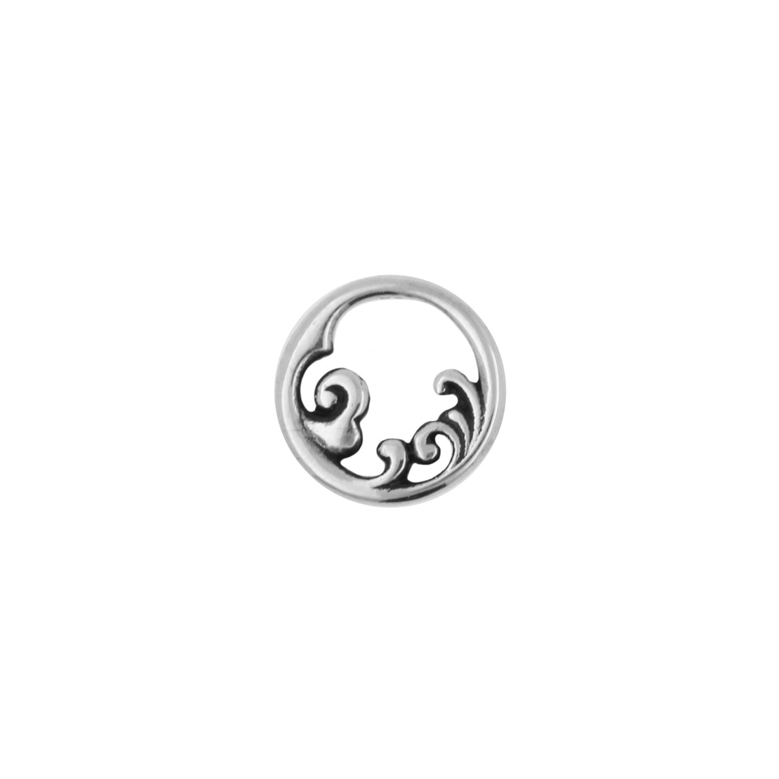 Nickel-Free Stainless Steel Click Ring Charm - Leafy Vine - Silver