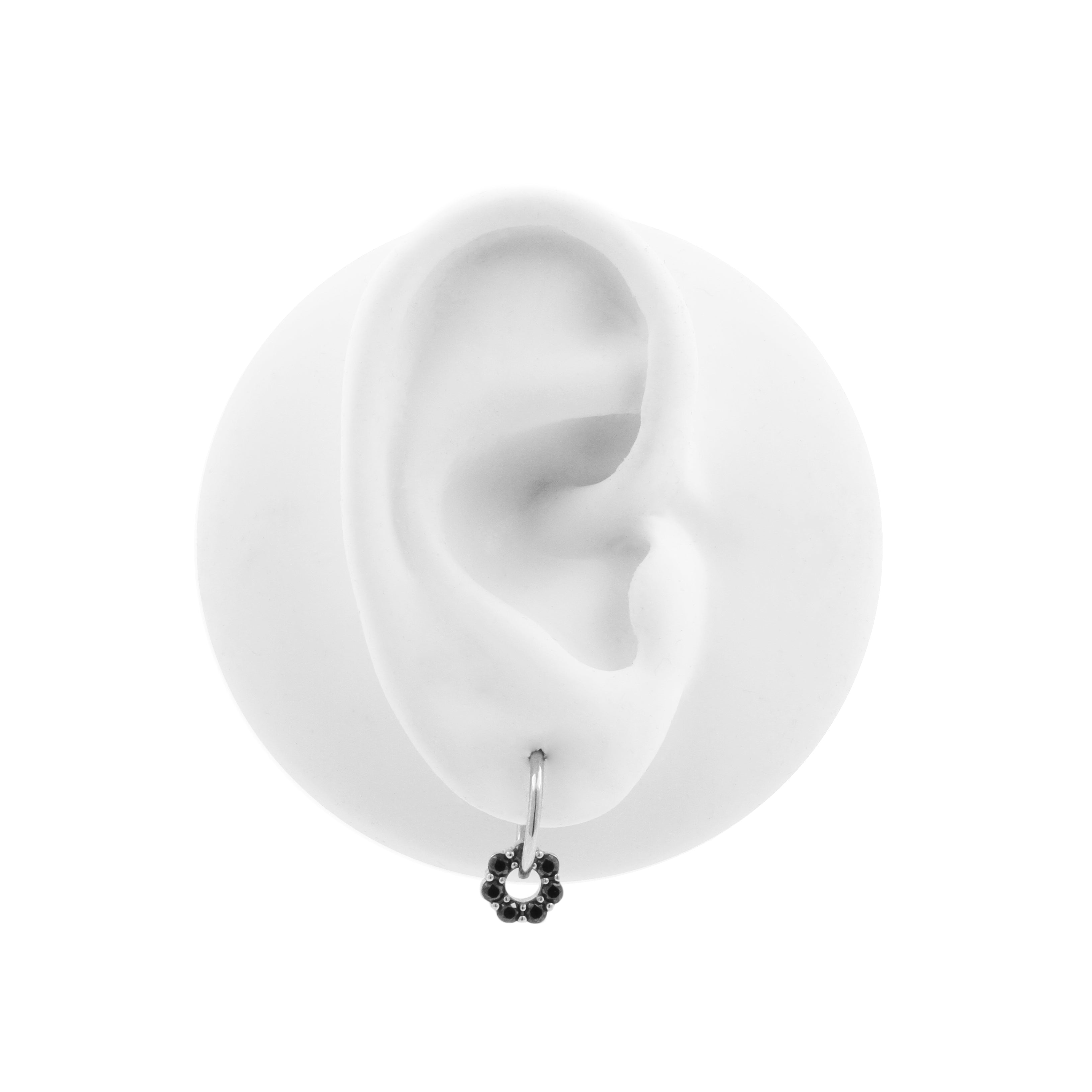 Nickel-Free Stainless Steel Click Ring Charm - Zirconia Donut - Silver