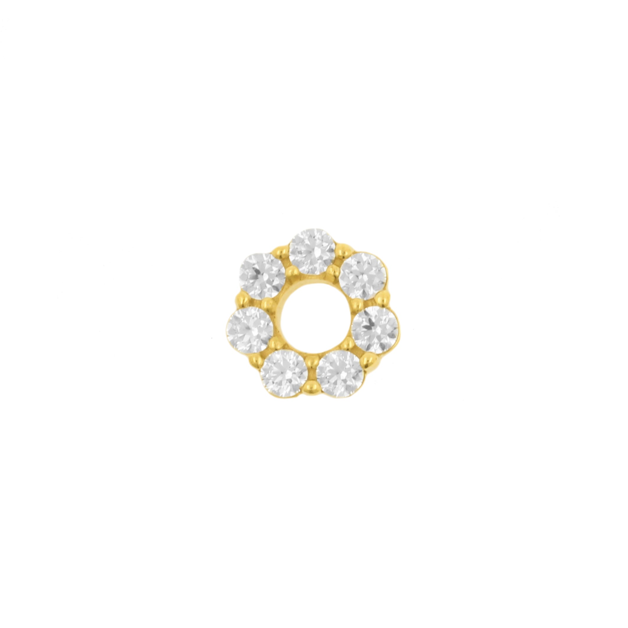Nickel-Free Stainless Steel Click Ring Charm - Zirconia Donut - Gold