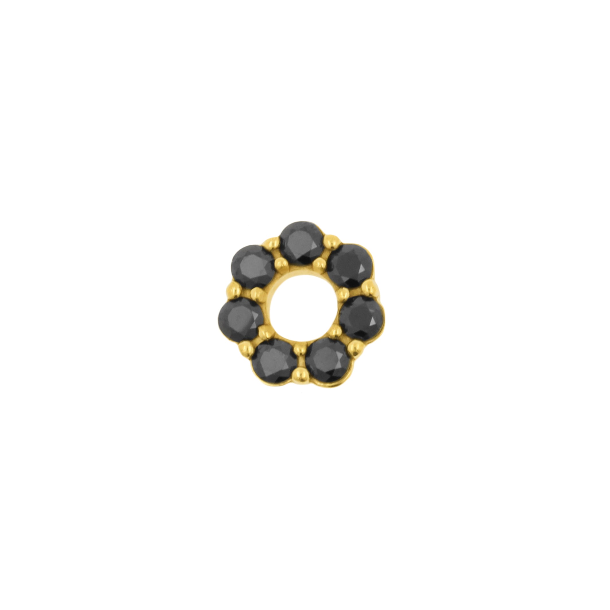Nickel-Free Stainless Steel Click Ring Charm - Zirconia Donut - Gold