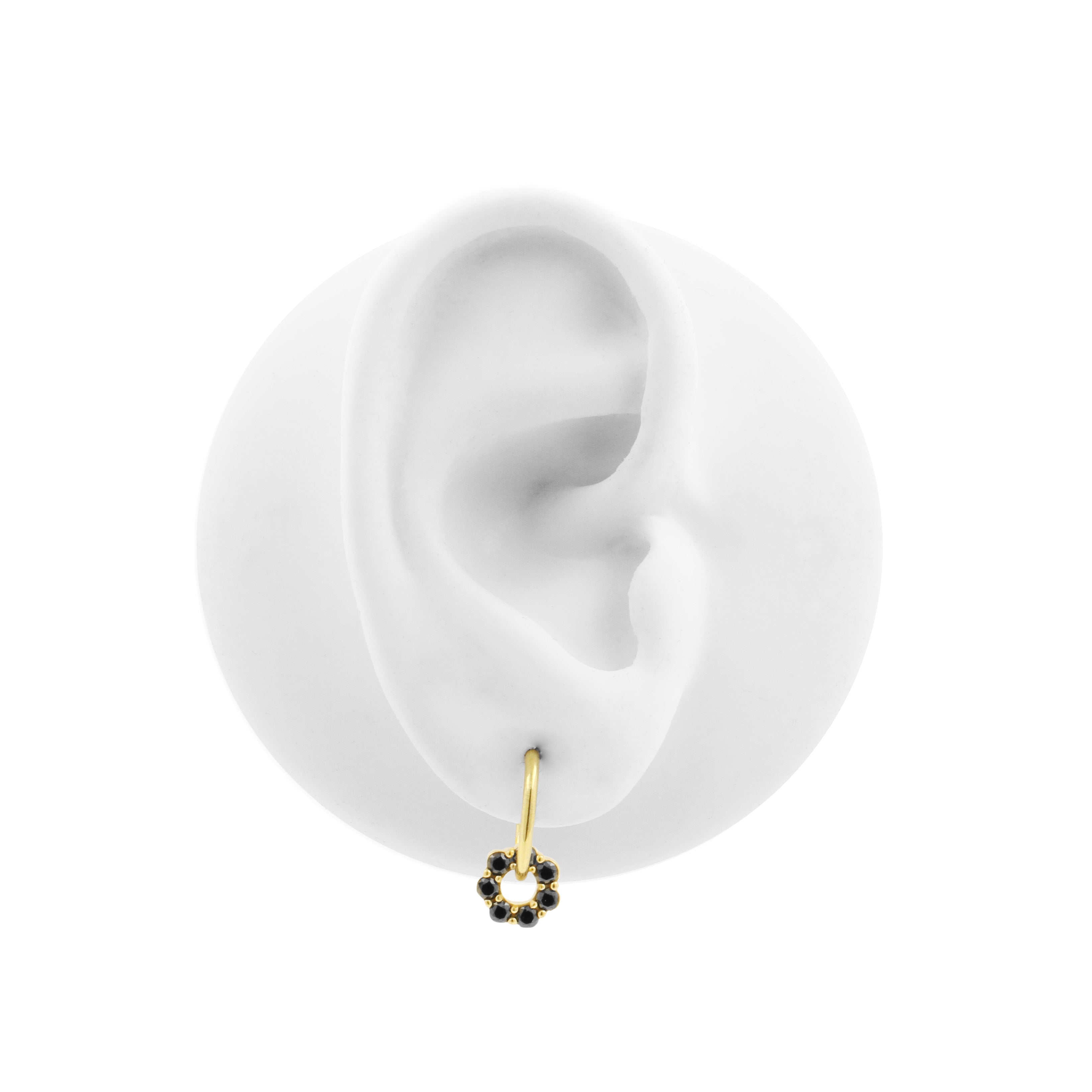 Nickel-Free Stainless Steel Click Ring Charm - Zirconia Donut - Gold