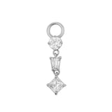 Nickel-Free Stainless Steel Click Ring Charm - Zirconia Dangle - Silver