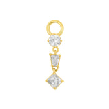 Nickel-Free Stainless Steel Click Ring Charm - Zirconia Dangle - Gold
