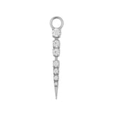 Nickel-Free Stainless Steel Click Ring Charm - Zirconia Pendulum - Silver