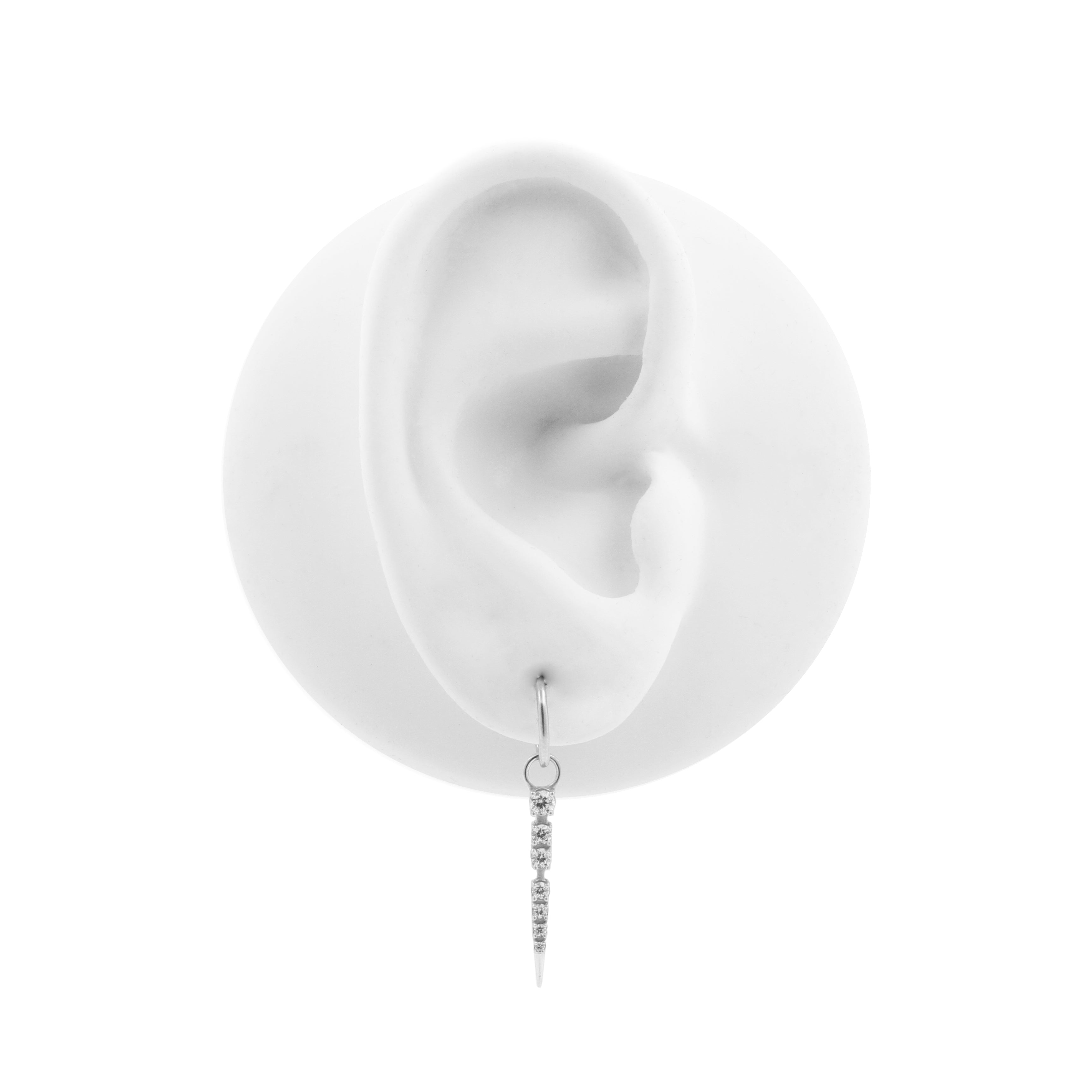 Nickel-Free Stainless Steel Click Ring Charm - Zirconia Pendulum - Silver