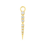 Nickel-Free Stainless Steel Click Ring Charm - Zirconia Pendulum - Gold