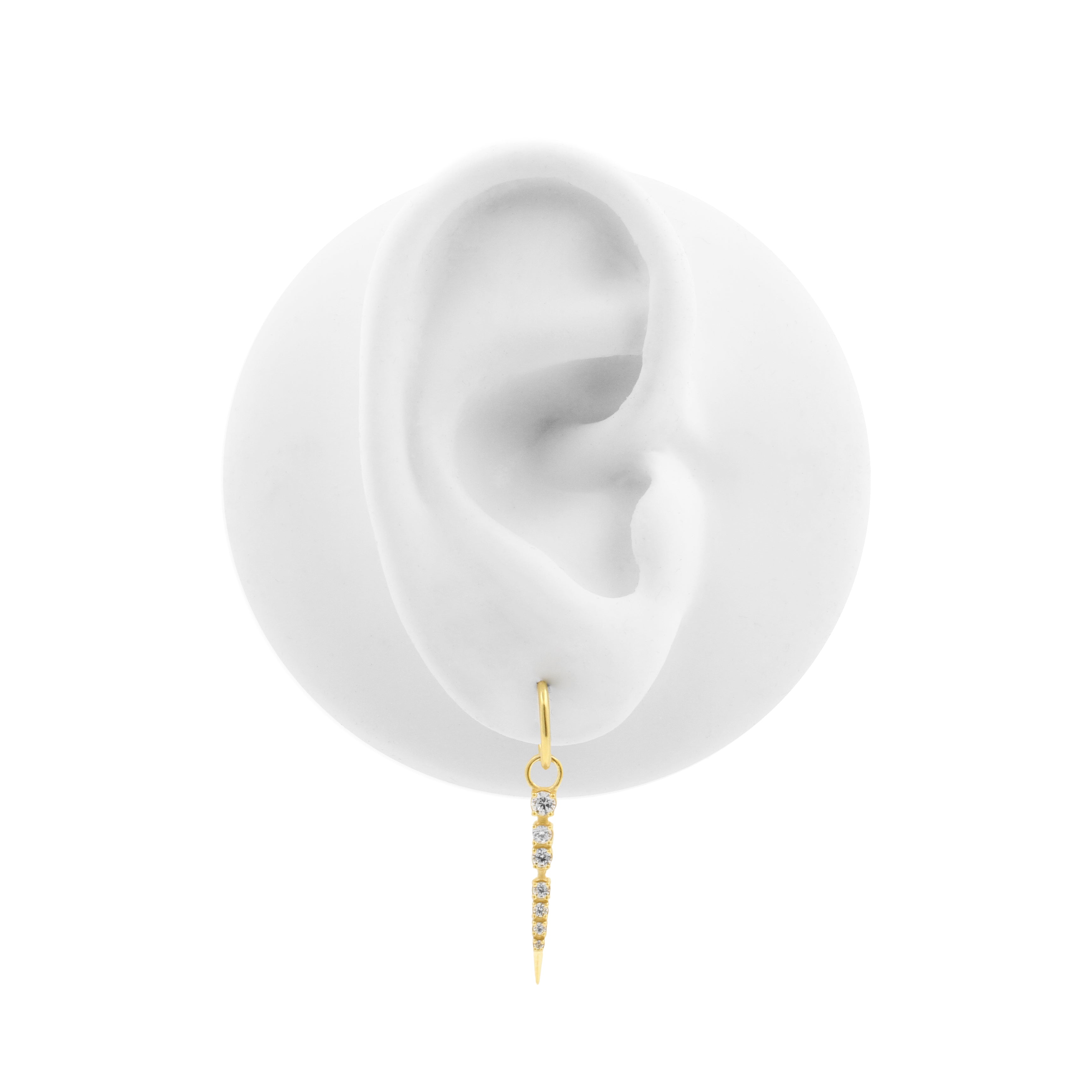 Nickel-Free Stainless Steel Click Ring Charm - Zirconia Pendulum - Gold