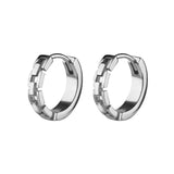 Nickel-Free Stainless Steel Click Hoop Earrings - Chain Silver