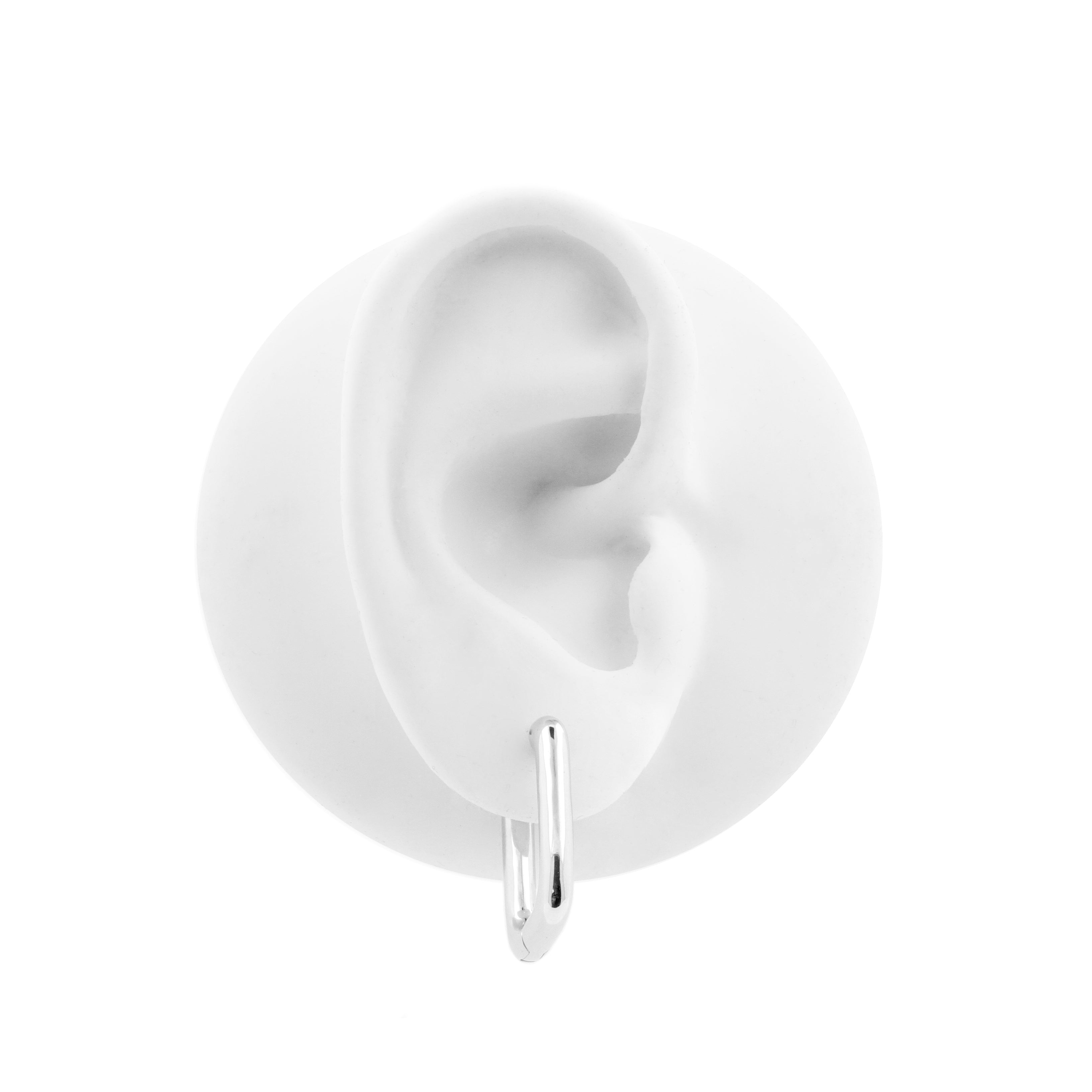 Nickel-Free Stainless Steel Click Hoop Earrings - Squared Dangle Silver