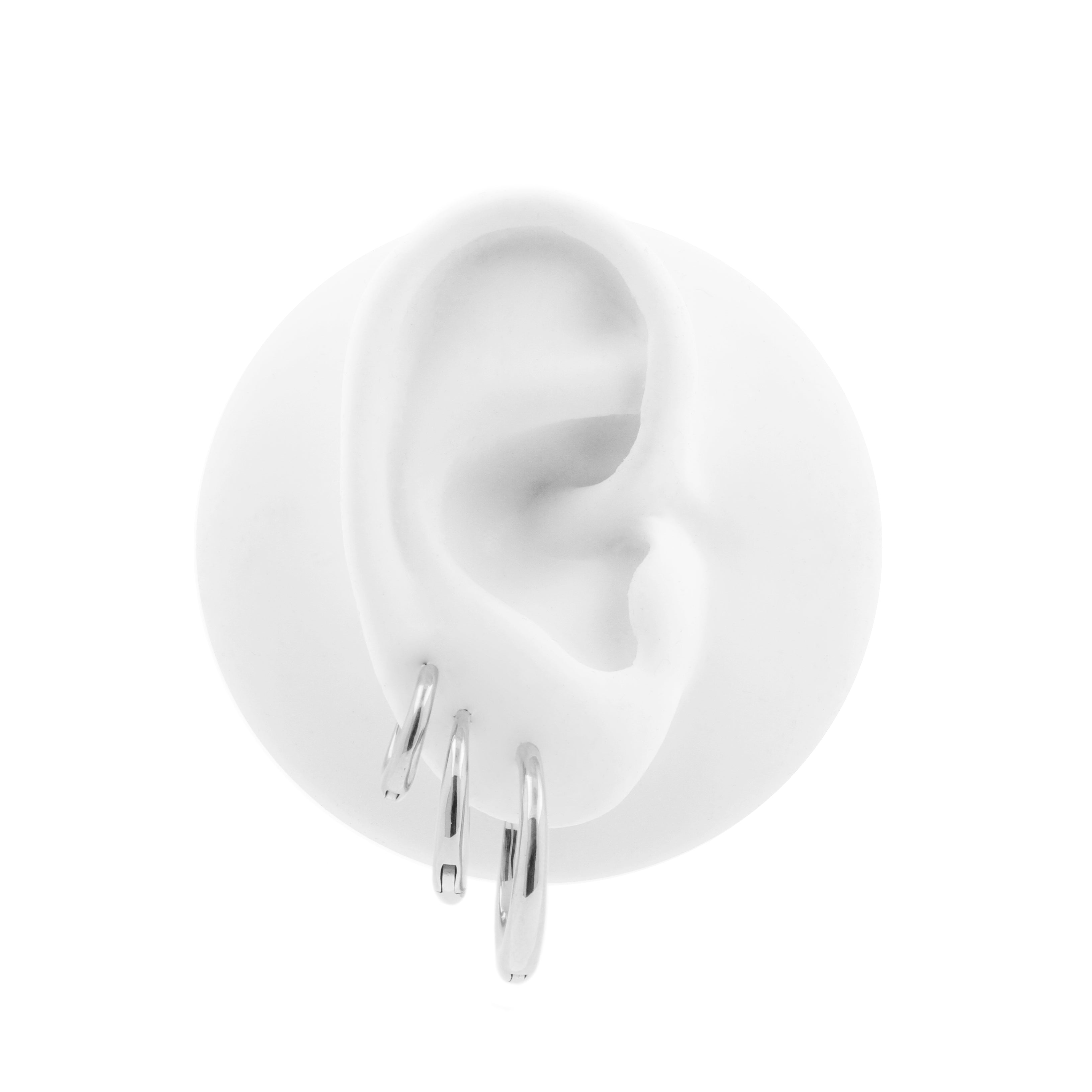 Nickel-free Steel Click Hoop Earrings - Silver