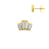 Surgical Steel Ear Studs - Zirconia Trapezoid Gold