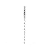 Surgical Steel Ear Studs Zirconia Bar With Chain Jacket Silver