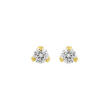 Surgical Steel Ear Studs - Round Zirconia  Gold