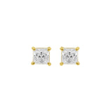 Surgical Steel Ear Studs - Princess Zirconia Gold