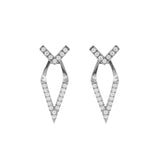 Surgical Steel Zirconia Ear Studs V-shaped with Jacker Silver