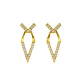 Surgical Steel Zirconia Ear Studs V-shaped with Jacker Gold