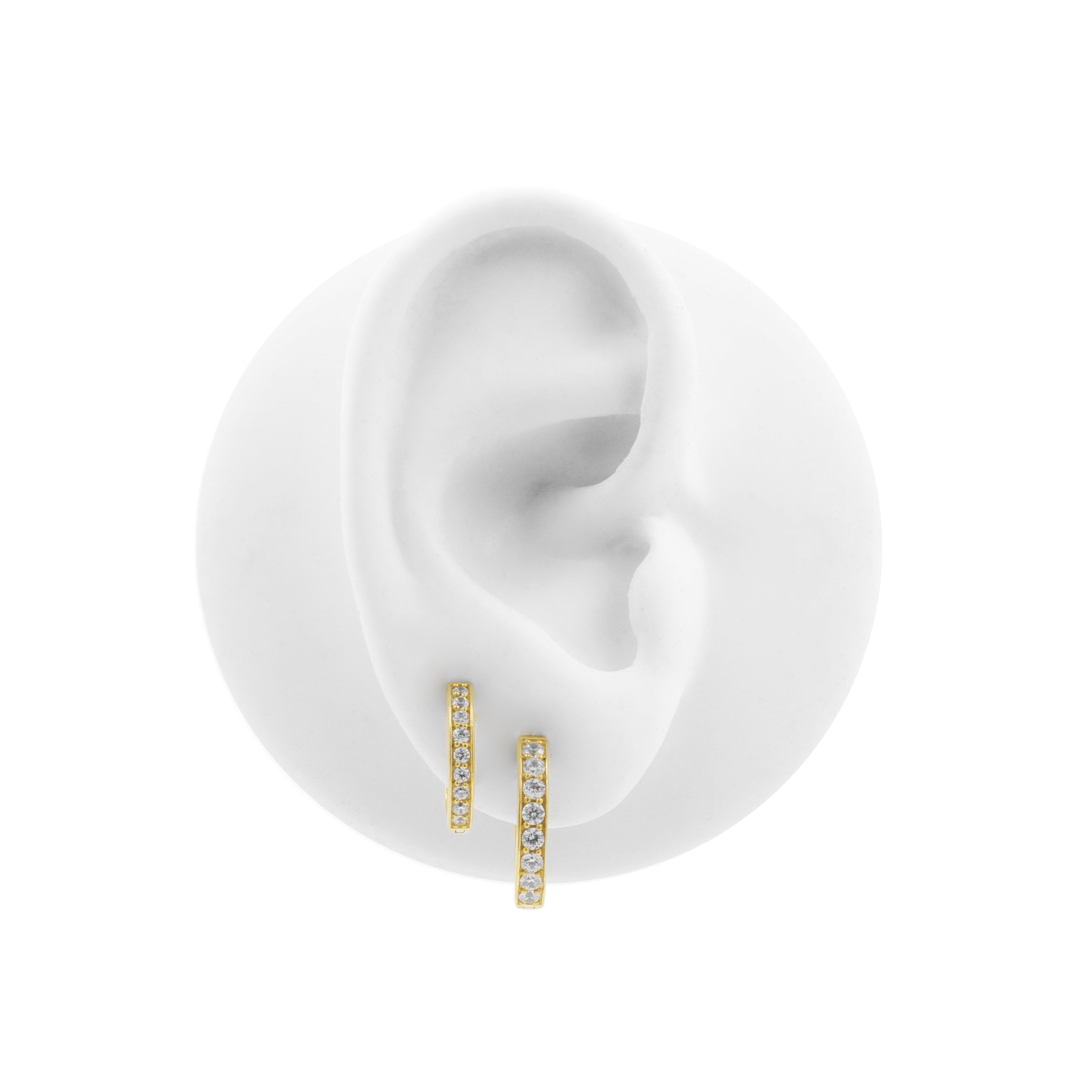 Surgical Steel Click Hoop Earrings - Zirconia - Gold