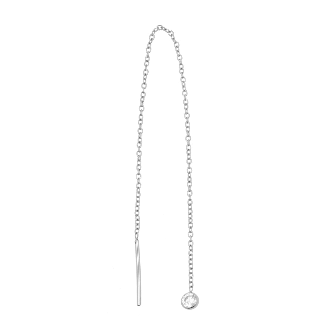 Chirurgisch Stalen Oor Threader - Zirkonia Zilver