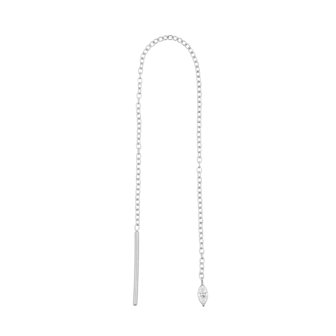 Surgical Steel Ear Threader - Zirconia Marquise Silver