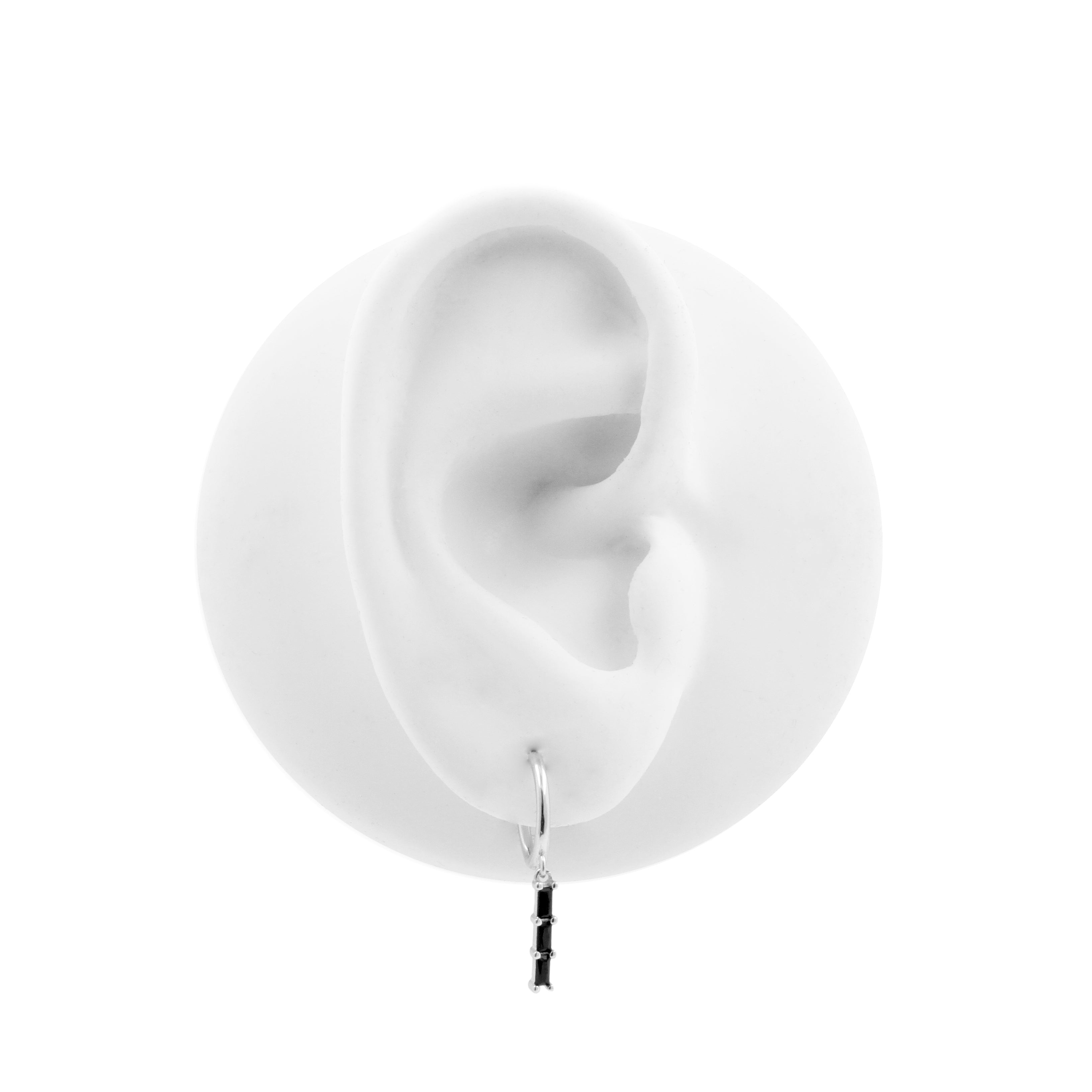 925 Silver Ear Hoops - Zirkonia Bar Silver