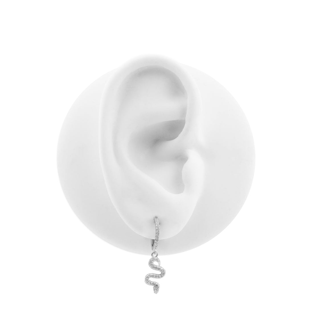 925 Silver Ear Hoops - Snake Silver
