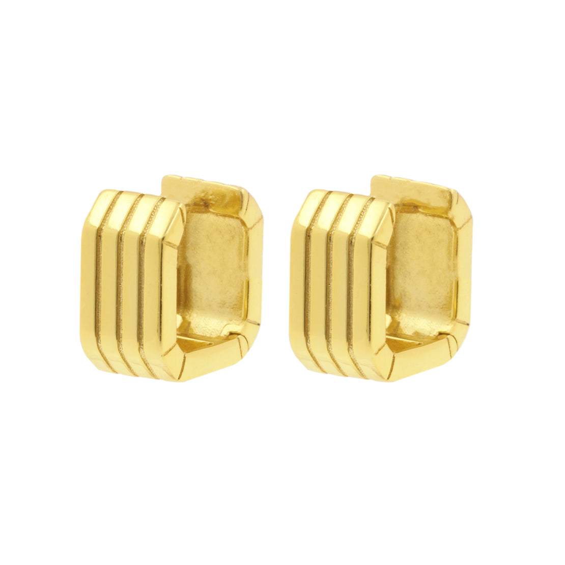 925 Silver Ear Hoops - Cube - Gold